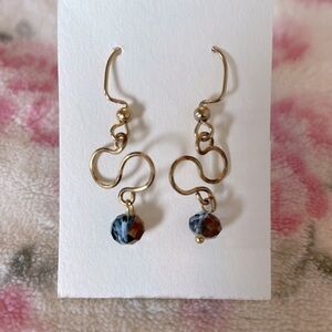 Gold Infinity Earrings with Crystal Drop